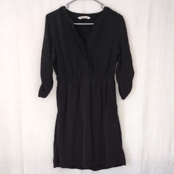 Old Navy Dresses & Skirts - Old Navy Black Cinched Waist Shirt Dress 3/4 Sleeve Size Medium Petite